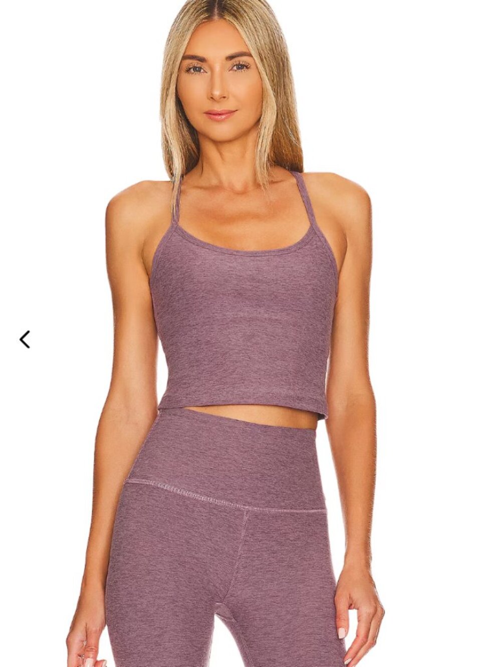 Beyond Yoga Spacedye Slim Racerback Cropped Tank in Silverberry Purple Heather M